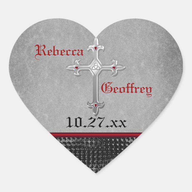 Celtic Cross Red, Black, Grey Wedding Sticker (Front)
