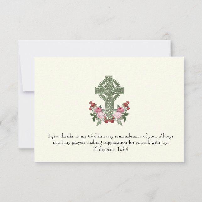 Celtic Cross Roses Thank You RSVP Card (Back)