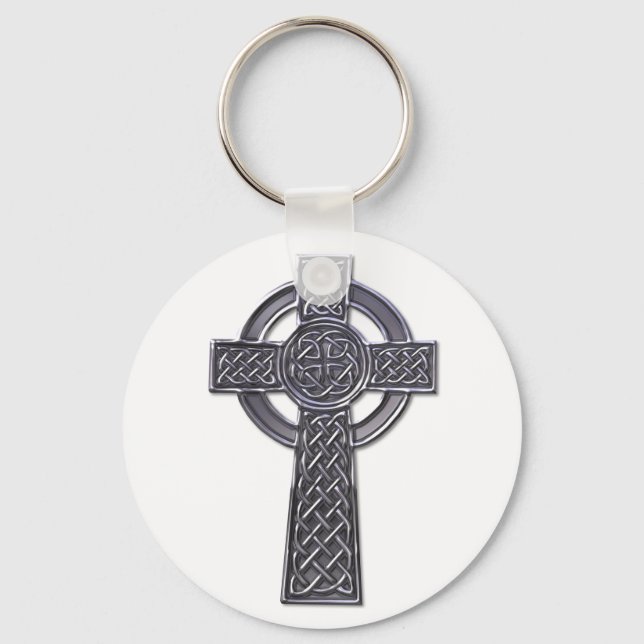 Celtic Cross - Silver Key Ring (Front)