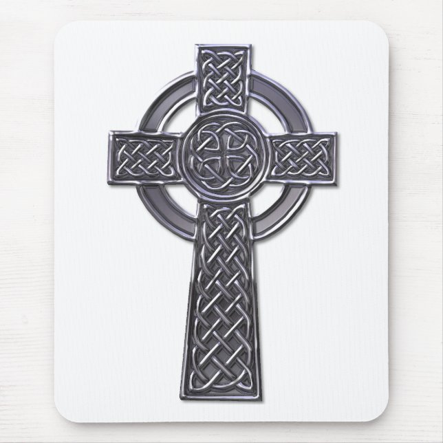 Celtic Cross - Silver Mouse Mat (Front)
