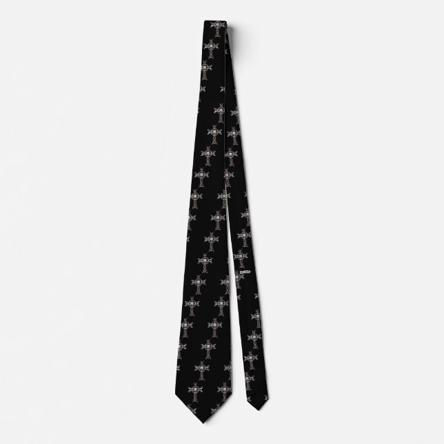 Celtic Cross & Skull (Silver) Tie (Front)