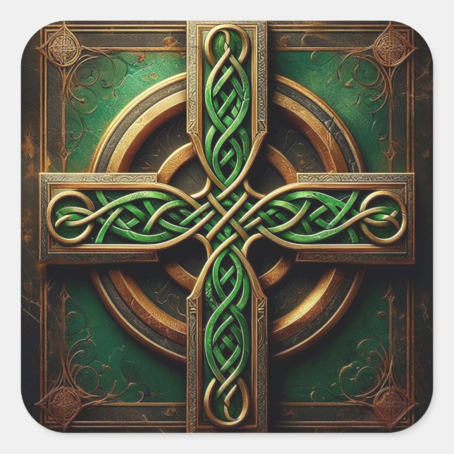 Celtic Cross Square Stickers (Front)