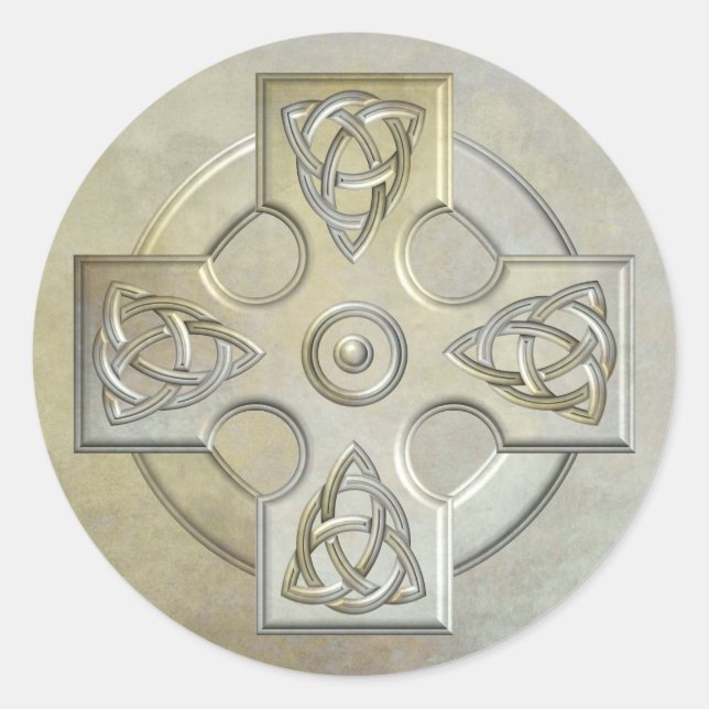 Celtic Cross (stone) Classic Round Sticker (Front)