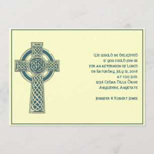 Celtic Cross Teal and Mythic Ivory Party Invite