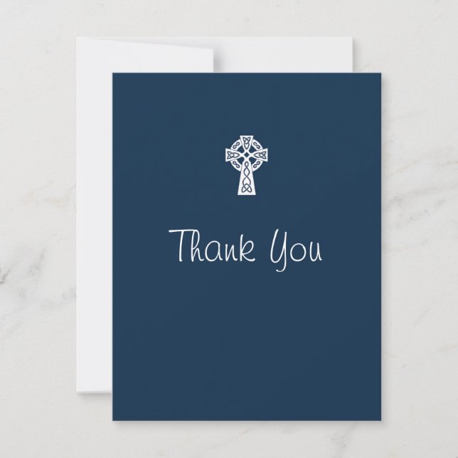 Celtic Cross Thank You Card - Boy Baptism (Front)