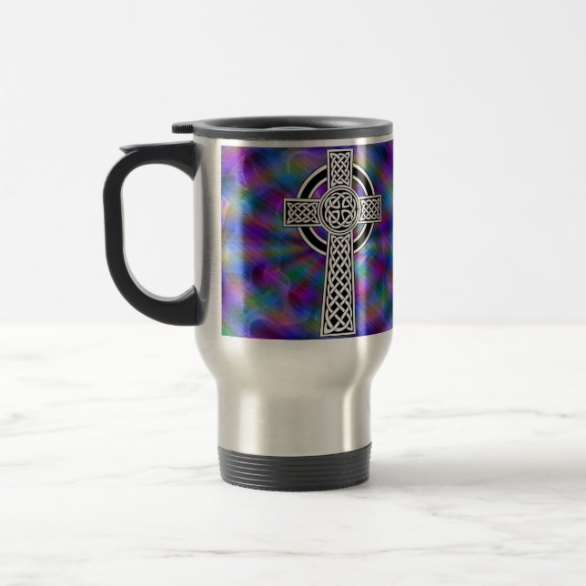Celtic Cross wave travel mug (Left)