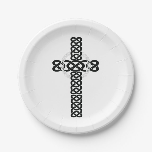 Celtic Cross White Paper Plate (Front)