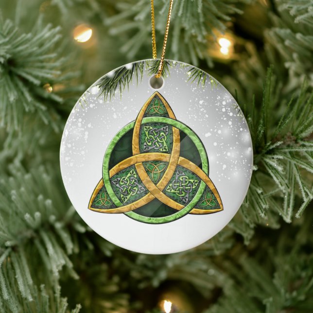 Celtic Cross Wiccan Pagan Witchy Witchcraft Green Ceramic Tree Decoration (Tree)