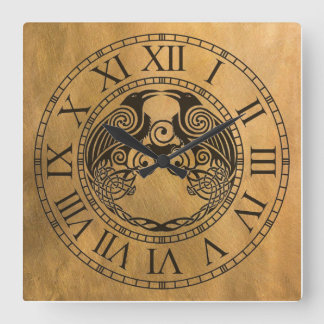 Celtic Crow Square Wall Clock