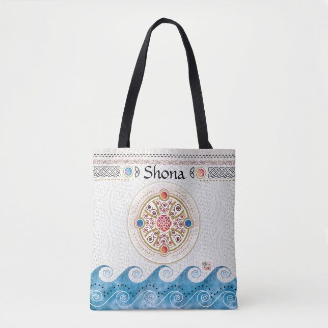 Celtic Design over Blue Sea Tote Bag (Front)