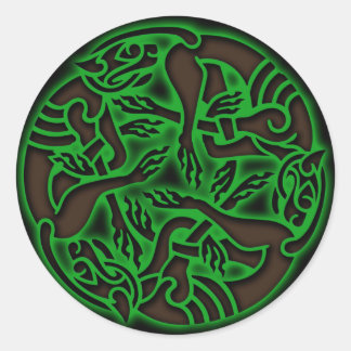 Celtic Dog Chase Classic Round Sticker