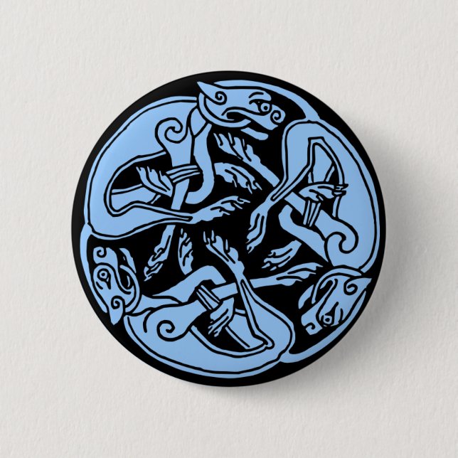 Celtic dogs 6 cm round badge (Front)