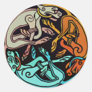 Celtic Dogs Classic Round Sticker