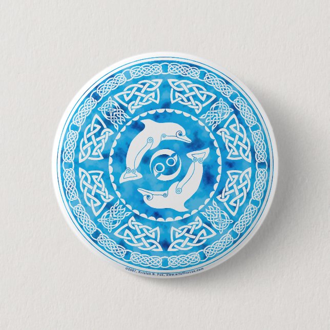 Celtic Dolphin 6 Cm Round Badge (Front)