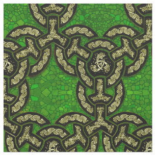 Celtic Dragon Chain in  Dark Green Fabric