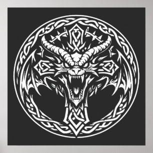 Celtic Dragon Emblem by BurnsInHell Poster