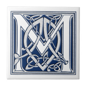 Celtic Dragon Initial M Tile