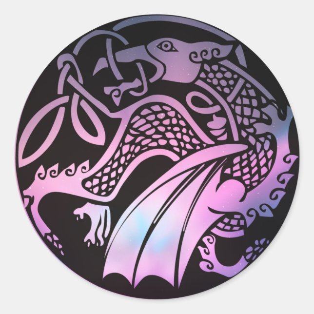 Celtic Dragon Round Classic Round Sticker (Front)