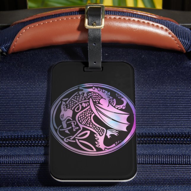 Celtic Dragon Round Luggage Tag (Front Insitu 2)