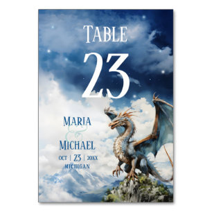 Celtic Dragon Wedding Table Number Card
