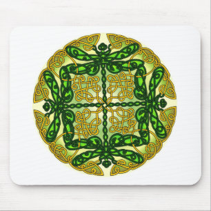 Celtic Dragonflies Green Mouse Mat