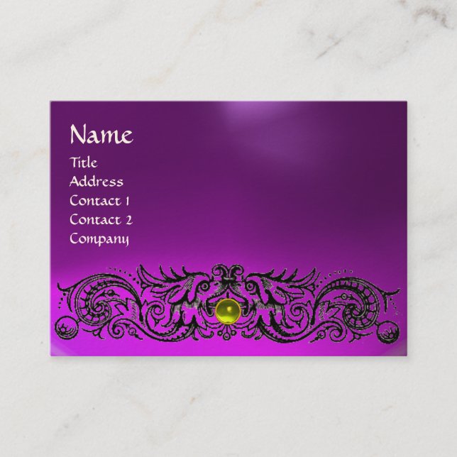 CELTIC DRAGONS MONOGRAM  TOPAZ  purple amethyst Business Card (Front)