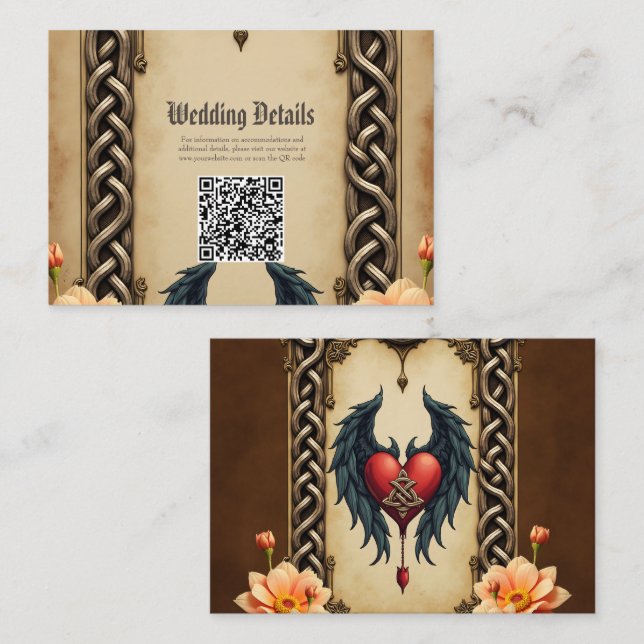 Celtic elegance with a heart and wings.  enclosure card (Front/Back)