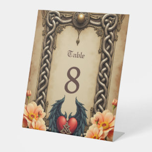 Celtic elegance with a heart and wings. pedestal sign
