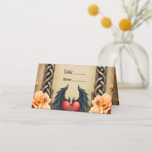 Celtic elegance with a heart and wings. place card