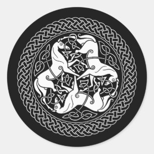 Celtic Epona Knot with Horses Classic Round Sticker