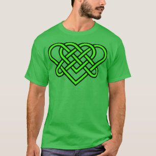 Celtic Eternal Love Knot Romantic Heart Green Desi T-Shirt