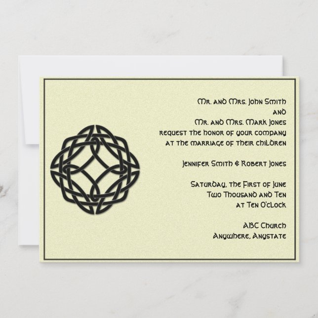 Celtic Eternity Knot Black Wedding Invitation (Front)