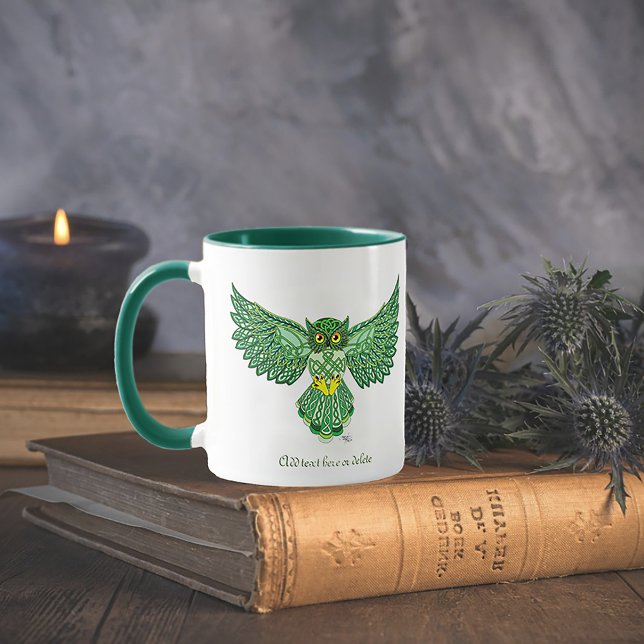 Celtic Flight Owl Green Mug (Creator Uploaded)