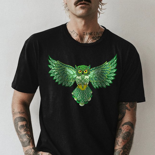 Celtic Flight Owl Green T-Shirt (Creator Uploaded)