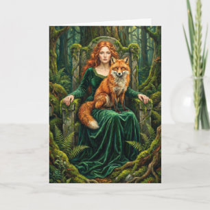 Celtic Forest Queen Red Fox Witch Fantasy Art ( Card