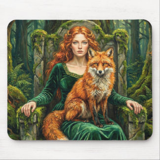 Celtic Forest Queen Red Fox Witch Fantasy Art ( Mouse Mat