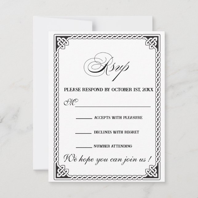 Celtic Frame Wedding RSVP Card (Front)