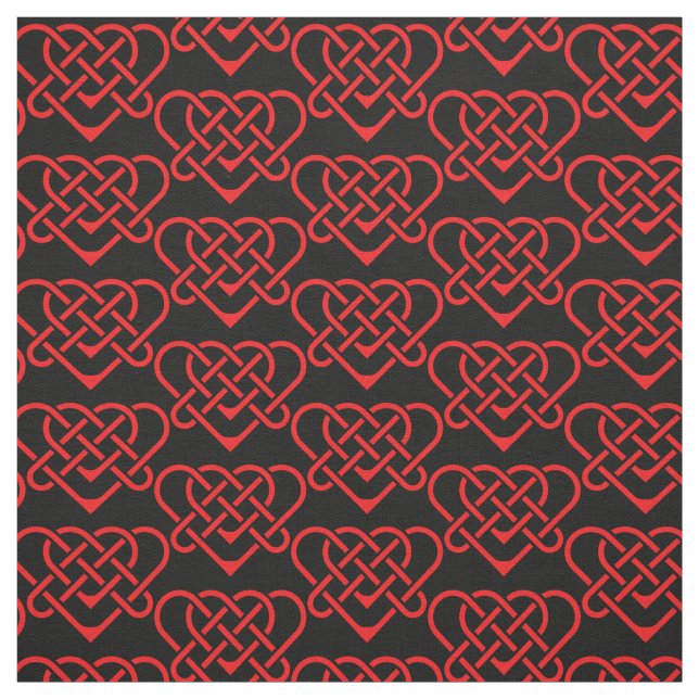 Celtic/Gadhlig braided design heart red Fabric (Swatch)