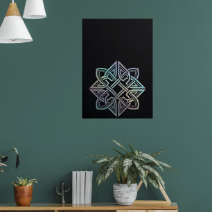 Celtic Geometric Mandala Dark Background Poster