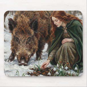 Celtic Goddess & Wild Boar Mouse Mat