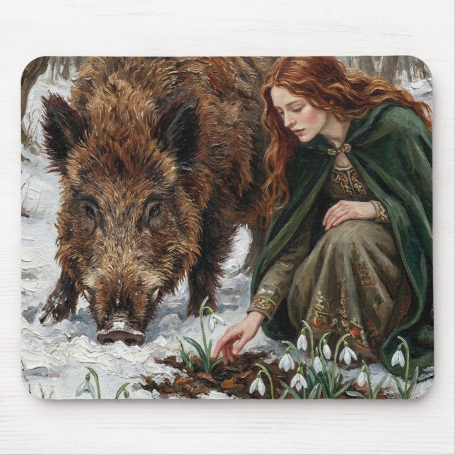 Celtic Goddess & Wild Boar Mouse Mat (Front)