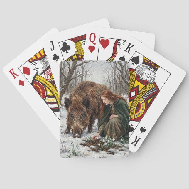 Celtic Goddess & Wild Boar Playing Cards (Back)