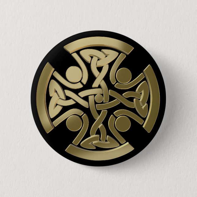 Celtic golden knot 6 cm round badge (Front)
