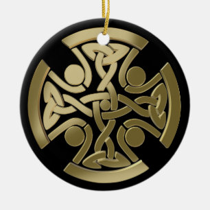Celtic golden knot ceramic tree decoration