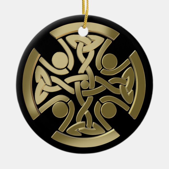 Celtic golden knot ceramic tree decoration (Front)