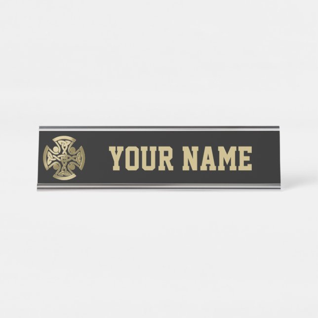 Celtic golden knot desk name plate (Front)