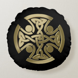 Celtic golden knot round cushion
