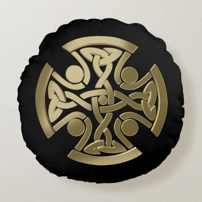 Celtic golden knot round cushion (Front)