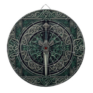 Celtic Green and Silver Sword Dartboard