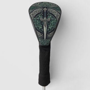 Celtic Green and Silver Sword Golf Head Cover